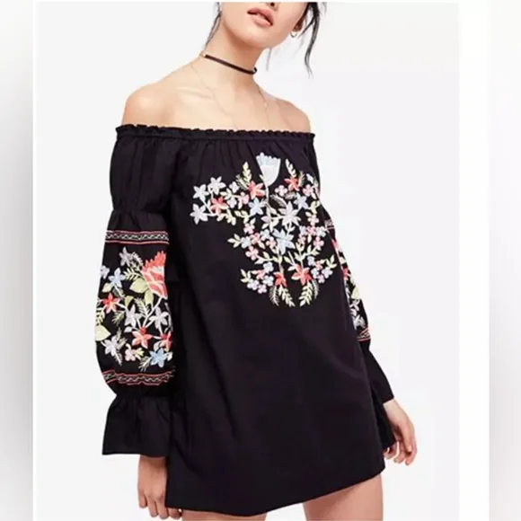 Free people Fleur Du Jour Cotton Embroidered Mini dress Retail $148 - Picture 5 of 10